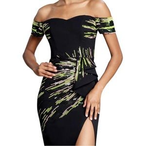 Alani Black Multi Color Mini Off-Shoulder Dress